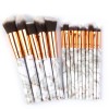 MAANGE 15pcs marble makeup brushes set plastic handle nylon hair blending foundation wholesale private logo brochas maquillaje