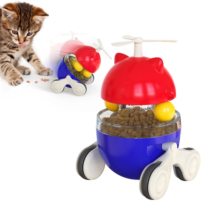 Automatic Safe Tumbler Rotating Feeder Double Track Turntable Leaking Food Interactive Cat Toy