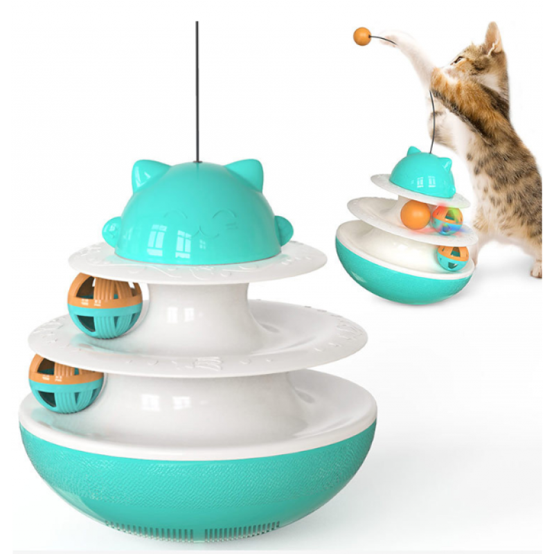 Funny Pet Training Tool 3 Layers Turntable Cat Toy Track Ball Tumbler Cat Interactive Toys