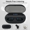 High quality handfree led power display 1800mAH tws bt waterproof colourful glowing wireless sport earphone