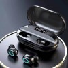 High quality handfree led power display 1800mAH tws bt waterproof colourful glowing wireless sport earphone