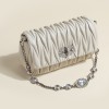 New rhinestone diamond ruched cow leather shoulder sling handbag bag crossbody purse