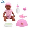 Huiye reborn dolls black soft silicon newborn baby doll with clothes dress African American Black Silicone Baby Dolls