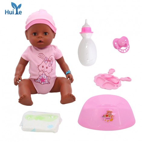 Huiye reborn dolls black soft silicon newborn baby doll with clothes dress African American Black Silicone Baby Dolls