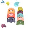 Huiye Stacking cup toy Plastic colorful animal pattern  Educational Cute Cup Toy Stacking Pile Up Cups Count Baby Bathing Toy