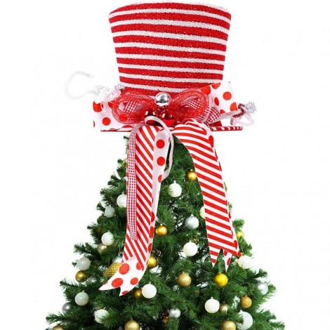 Trending products on amazon fabric stripe hat christmas tree topper for decoration