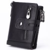 100% Genuine Leather Male Purses With Zip Coin Pocket customize logo Men Wallet And Card Holder Wallets Leather Men