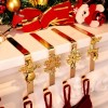 4 Pieces Gold Christmas Stocking Holders Mantel Stocking Hanger for Christmas Party Decorations