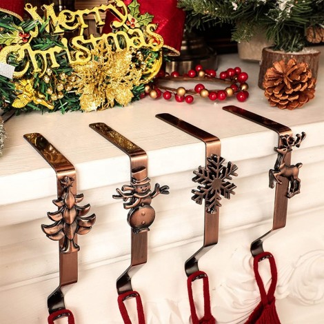 Christmas Decoration Set of 4 Metal Christmas Stocking Holders Fireplace Stocking Hook