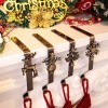 Set of 4 Metal Decoration Christmas Stocking Holders Fireplace Hanger Hooks for Mantle Fireplace Home Kitchen