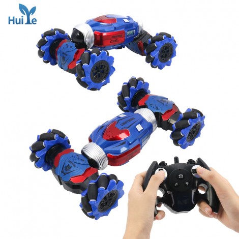 Huiye toy stunt car remote control double sided 4wd rc rolling car drift twisting climbing hand remote control toy car