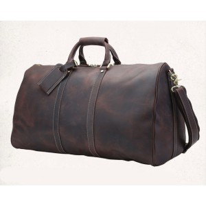 waterproof custom logo printed women weekender full grain Crazy Horse Leather cowhide duffle bag
