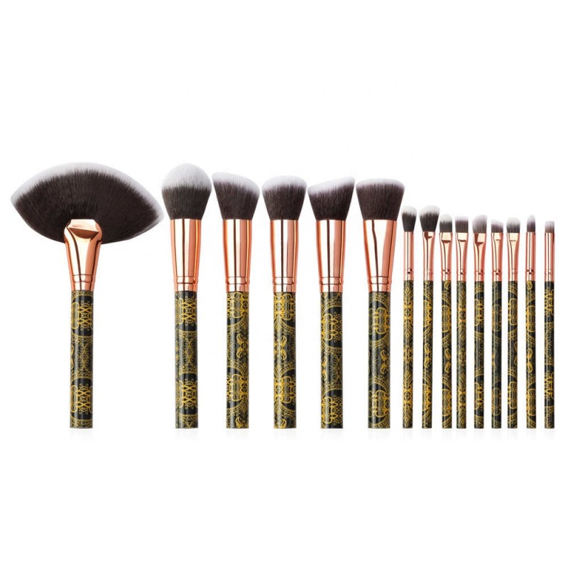 Wholesale 15 pcs makeup brush set Large Fan Brush For Makeup Brush Set private label