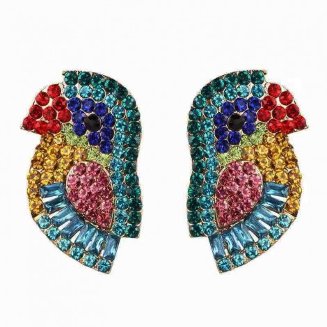 European And American Fashion Metal Studded Birdie Exaggerated Earrings Nhsc191962