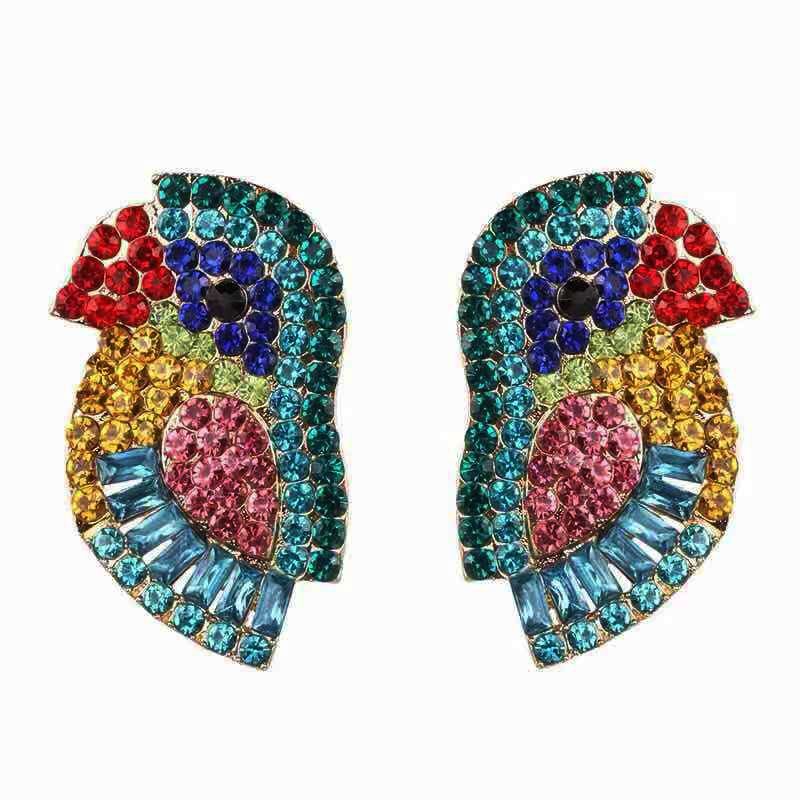 European And American Fashion Metal Studded Birdie Exaggerated Earrings Nhsc191962