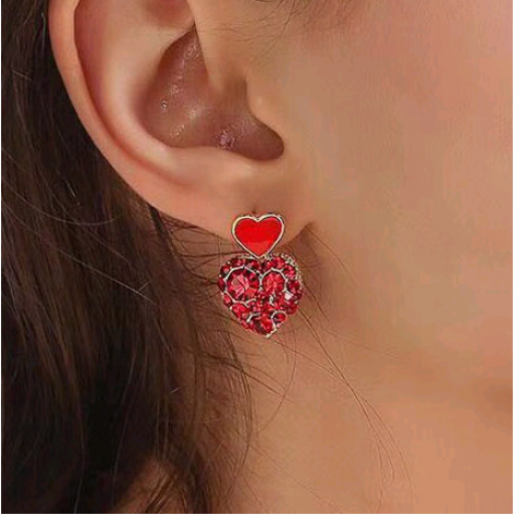 Exquisite Korean Fashion Exquisite Ol Flash Diamond Love Personality Earrings Nhsc191964