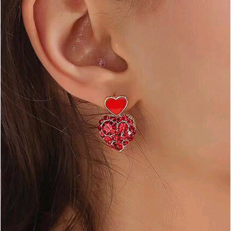 Exquisite Korean Fashion Exquisite Ol Flash Diamond Love Personality Earrings Nhsc191964