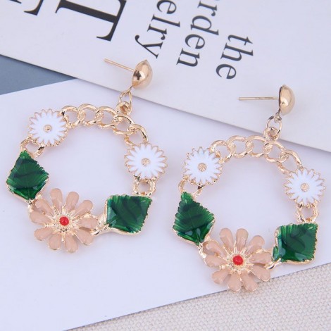 European And American Fashion Metal Simple And Sweet Flower Exaggerated Earrings Nhsc191982