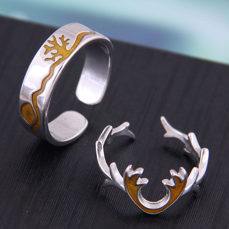J995 Exquisite Korean Fashion Sweet Ol Flame Couple Personality Open Ring Nhsc193566