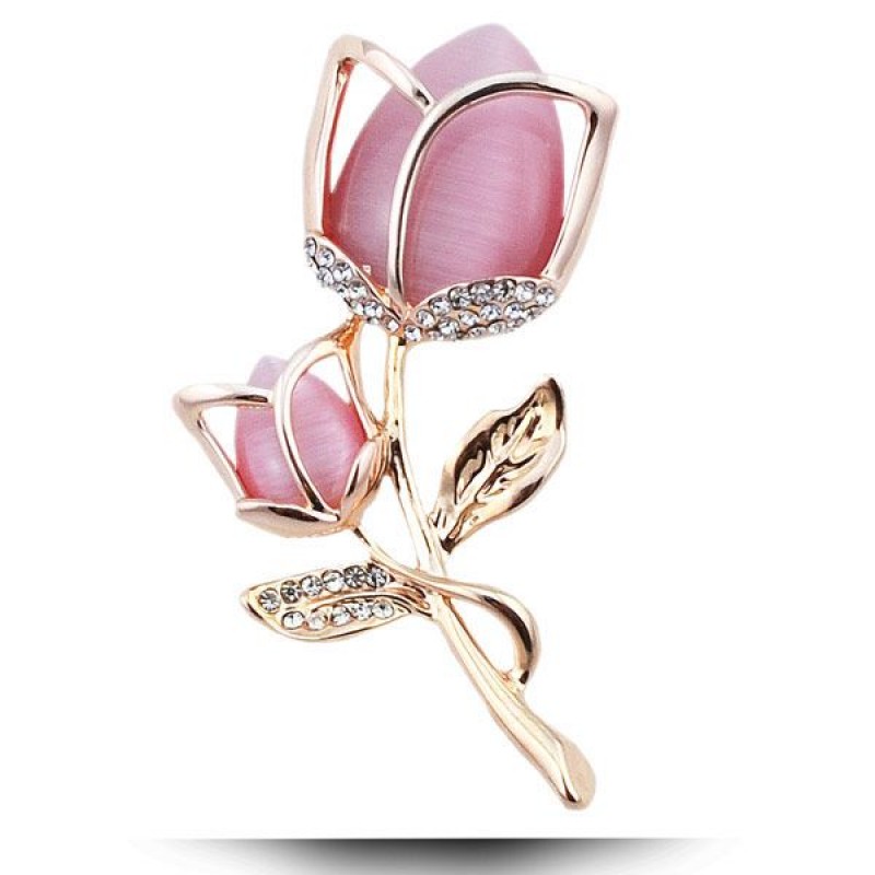 Exquisite European And American Fashion Korean Style Diamond Opal Tulip Personalized Temperament Brooch Nhsc193573