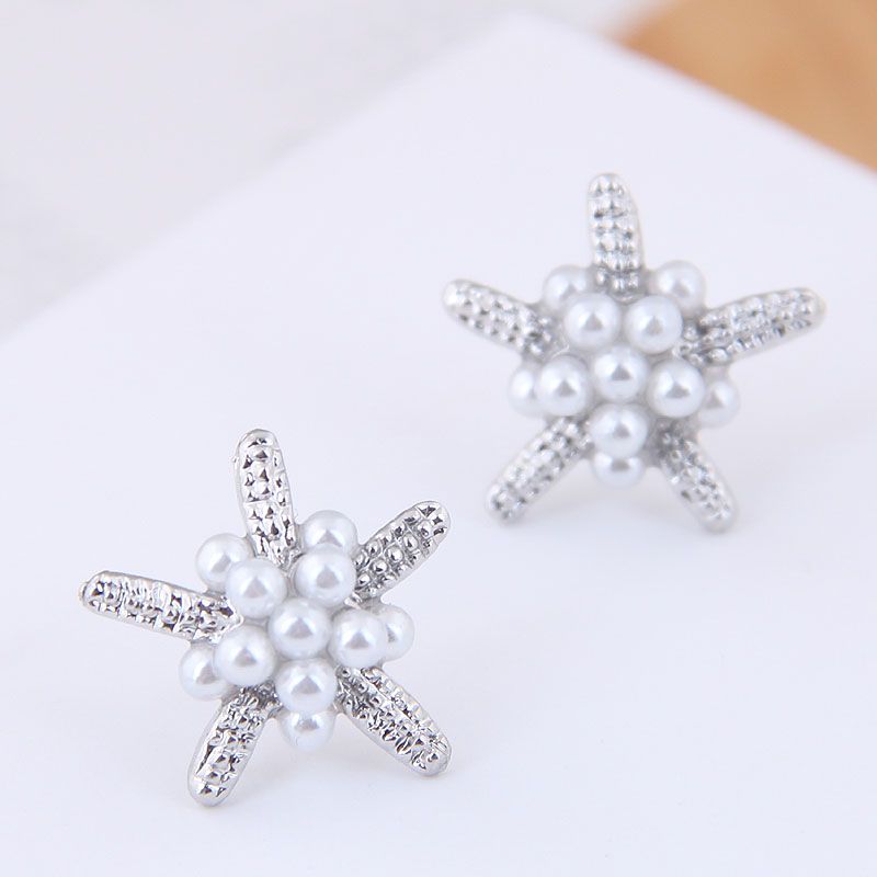 Delicate Korean Fashion Sweet Ol Simple Little Starfish Pearl Earrings Nhsc193676