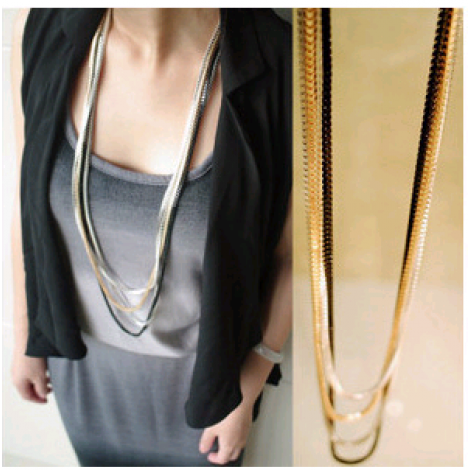 Korean Fashion Simple Fourpiece Snake Chain Wild Sweater Chain Nhsc199089