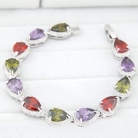 Fashion Bracelets Copperplated Real Gold Sparkling Teardrop Zircon Bracelet Nhsc199094