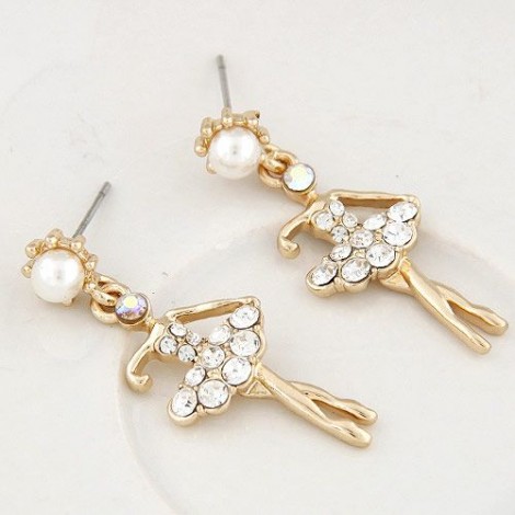 Korean Fashion Sweet Flash Diamond Ballet Girl Temperament Earrings Nhsc199098