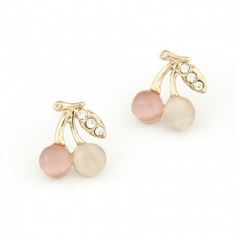 Korean Fashion Lady Wears Personalized Cherry Earrings Nhsc199099