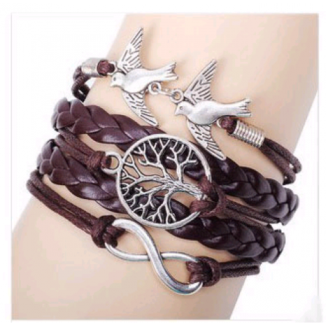 Vintage Tree Of Life Bracelet Bird Alloy Accessories Handmade Multilayer Woven Bracelet Nhsc199101