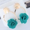 Metal Simple And Sweet Fabric Small Flower Personality Celebrity Style Female Earrings Nhsc199103