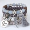 Simple Wild Disc Love Wings Tassel Personality Bead Temperament Multilayer Bracelet Nhsc199110