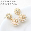 Korean Fashion Elegant Flash Diamond Pearl Ball Temperament Earrings Nhsc199112