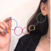 Stylish Metallic Fluorescent Simple Circles Earrings Nhsc199654