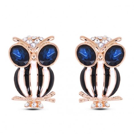 Fashion Metal Wild Flash Diamond Unique Owl Ear Studs Nhsc199656