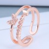 Delicate Korean Fashion Sweet Card Copper Inlaid Zircon Butterfly Dance Open Ring Nhsc199688