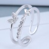 Delicate Korean Fashion Sweet Card Copper Inlaid Zircon Butterfly Dance Open Ring Nhsc199688