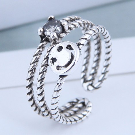 Exquisite Fashion Ring Wholesale Retro Smiley Open Ring Nhsc199700