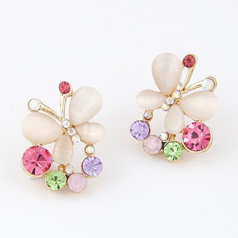 Fashion Jewelry Korean Fashion Sweet Opal Butterfly Stud Earrings Nhsc200861