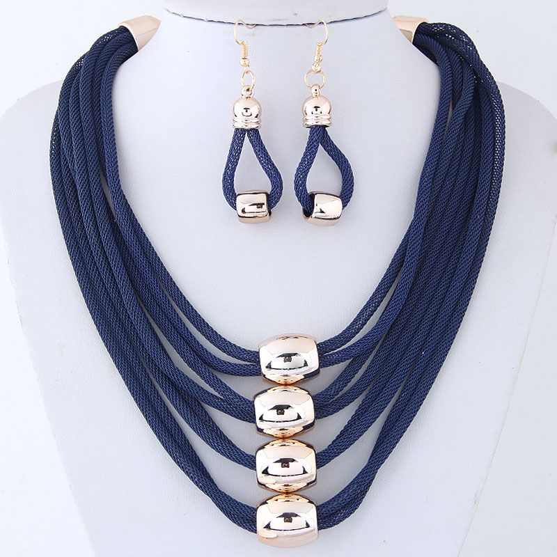 Fashion Metal Accessories Exaggerated Necklace Temperament Necklace And Earring Set Nhsc200864