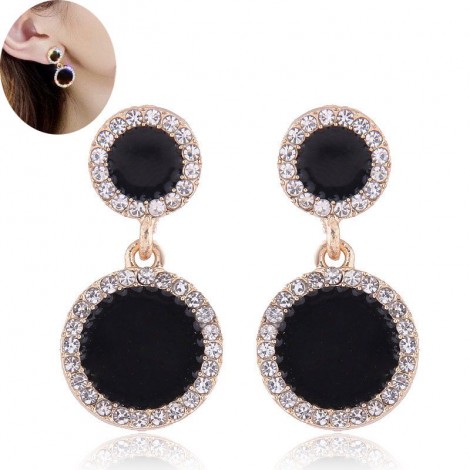 Korean Fashion Metal Simple And Sweet Simple Round Pendant Diamond Earrings Nhsc200868