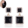 Korean Fashion Metal Concise Sweet And Concise Size Square Diamond Earrings Nhsc200870