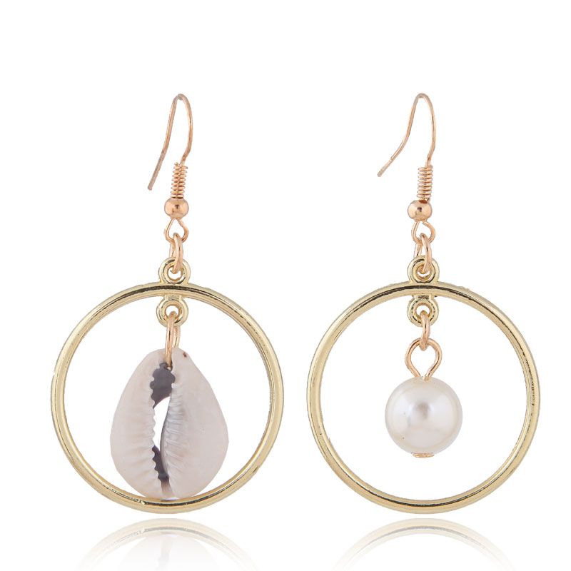 Fashion Jewelry Fashion Metal Simple Seashell Temperament Asymmetric Earrings Wholesale Nhsc200871