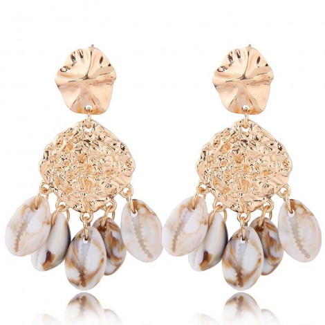Fashion Jewelry Fashion Metal Simple Seashell Exaggerated Earrings Wholesale Nhsc200872