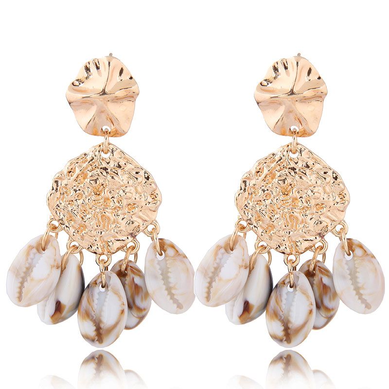Fashion Jewelry Fashion Metal Simple Seashell Exaggerated Earrings Wholesale Nhsc200872