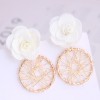 Korean Fashion Sweet Flower Metal Capture Mesh Stud Earrings Fahsion Jewelry Wholesale Nhsc200884