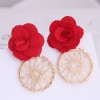 Korean Fashion Sweet Flower Metal Capture Mesh Stud Earrings Fahsion Jewelry Wholesale Nhsc200884