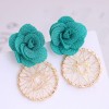 Korean Fashion Sweet Flower Metal Capture Mesh Stud Earrings Fahsion Jewelry Wholesale Nhsc200884
