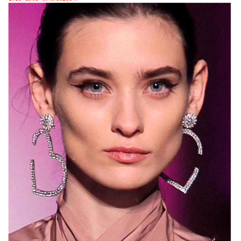 Fashion Jewelry Fashion Metal Bright Diamond Love Heart Exaggerated Earrings Wholesale Nhsc200892