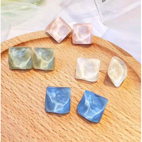 Fashion Jewelry Korean Fashion Sweet Resin Accessories Square Earrings Wholesale Nhsc200893